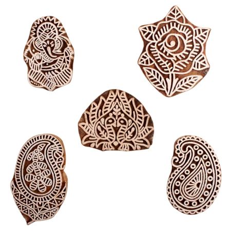 Set of 5 Piece New Mix Wooden Printing Block